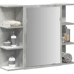zmh Armoire à miroir de bain Gris béton 80x20,5x64 cm Aggloméré* Meuble Wc