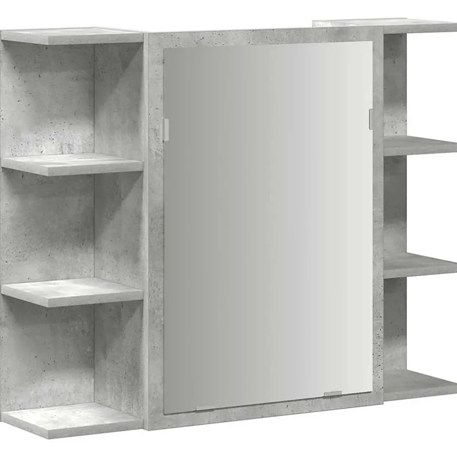 zmh Armoire à miroir de bain Gris béton 80x20,5x64 cm Aggloméré* Meuble Wc