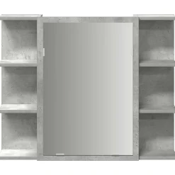 zmh Armoire à miroir de bain Gris béton 80x20,5x64 cm Aggloméré* Meuble Wc