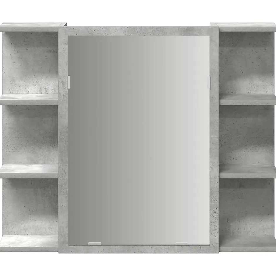 zmh Armoire à miroir de bain Gris béton 80x20,5x64 cm Aggloméré* Meuble Wc