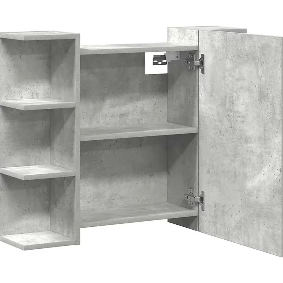 zmh Armoire à miroir de bain Gris béton 80x20,5x64 cm Aggloméré* Meuble Wc