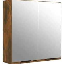 zmh Armoire à miroir de salle de bain Chêne fumé 64x20x67 cm* Meuble Wc