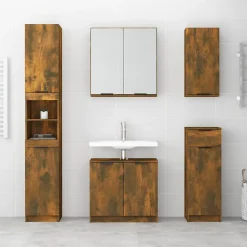 zmh Armoire à miroir de salle de bain Chêne fumé 64x20x67 cm* Meuble Wc