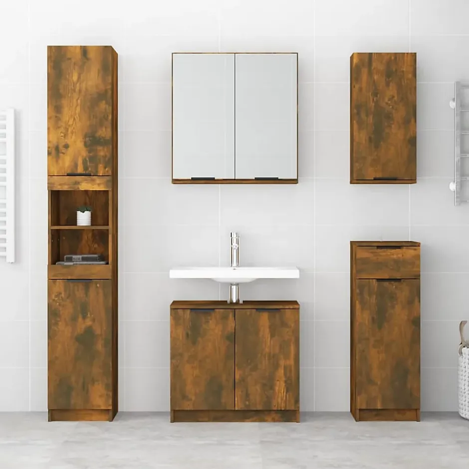 zmh Armoire à miroir de salle de bain Chêne fumé 64x20x67 cm* Meuble Wc