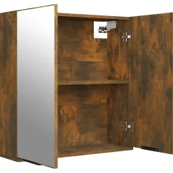 zmh Armoire à miroir de salle de bain Chêne fumé 64x20x67 cm* Meuble Wc