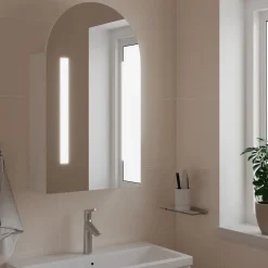 zmh Armoire de bain à miroir avec LED arquée blanc 42x13x70 cm* Meuble Wc