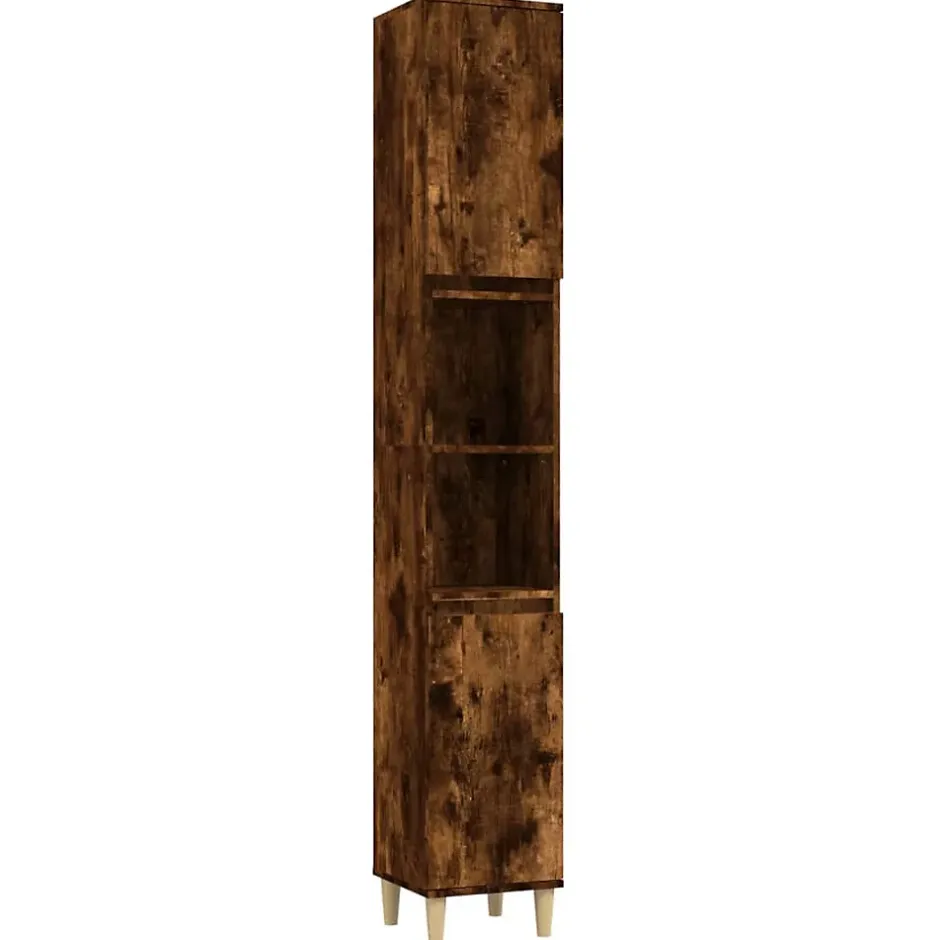 zmh Armoire de bain chêne fumé 30x30x190 cm bois d'ingénierie* Meuble Wc