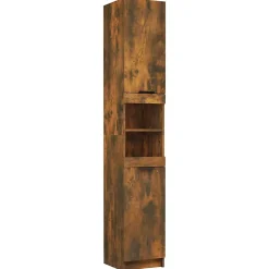 zmh Armoire de bain Chêne fumé 32x34x188,5 cm Bois d'ingénierie* Meuble Wc