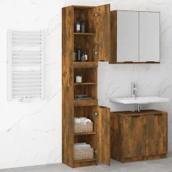 zmh Armoire de bain Chêne fumé 32x34x188,5 cm Bois d'ingénierie* Meuble Wc