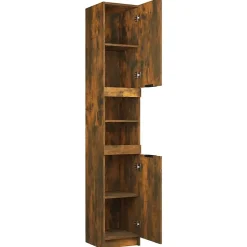 zmh Armoire de bain Chêne fumé 32x34x188,5 cm Bois d'ingénierie* Meuble Wc