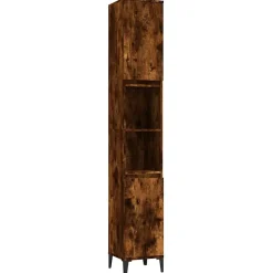 zmh Armoire de bain chêne fumé 30x30x190 cm bois d'ingénierie* Meuble Wc