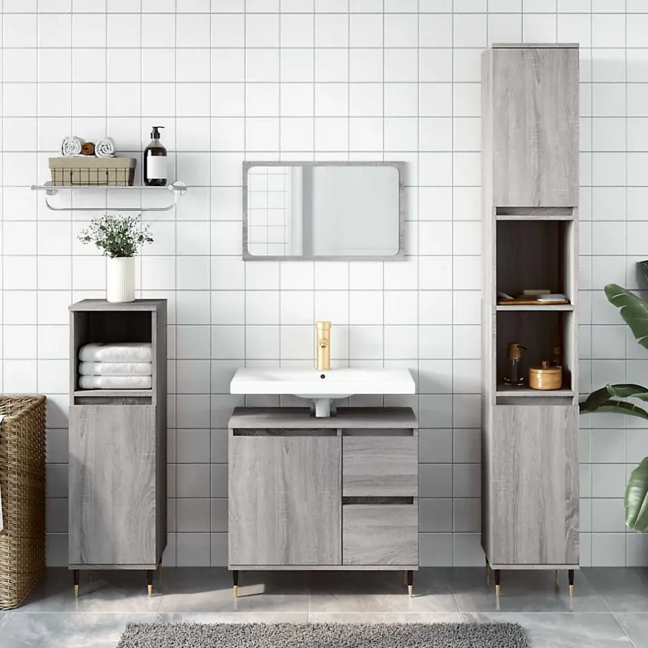 zmh Armoire de bain sonoma gris 65x33x60 cm bois d'ingénierie