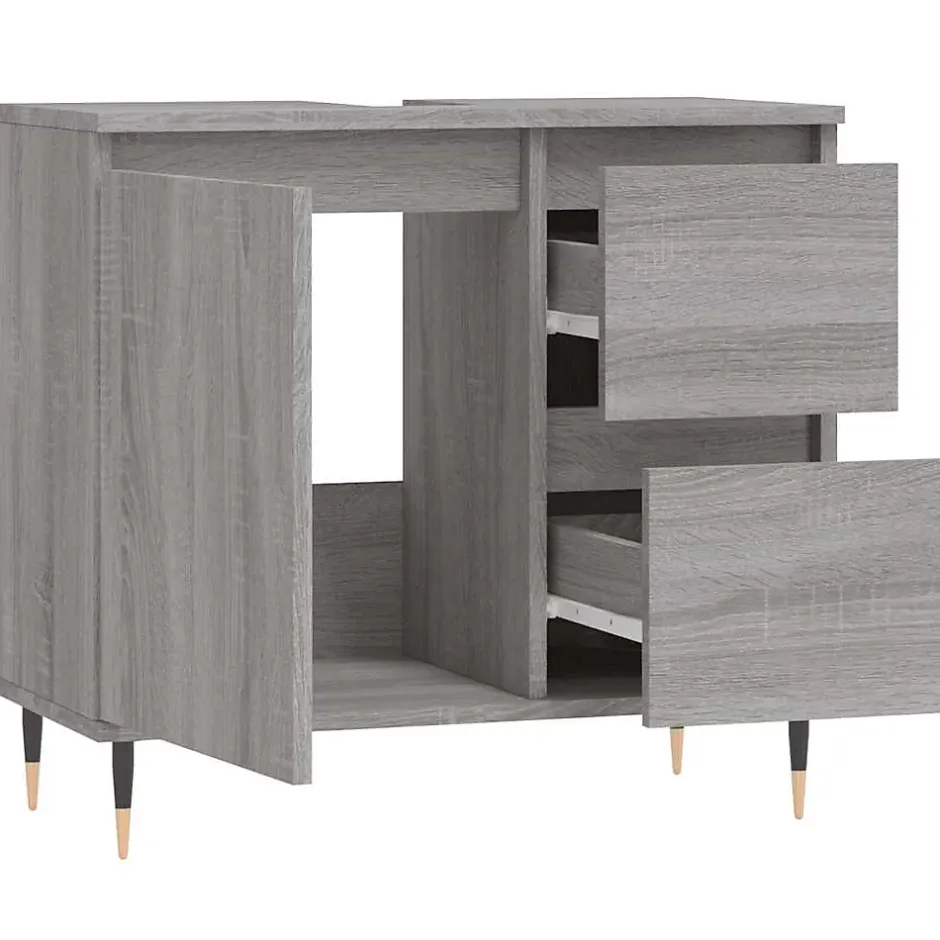 zmh Armoire de bain sonoma gris 65x33x60 cm bois d'ingénierie