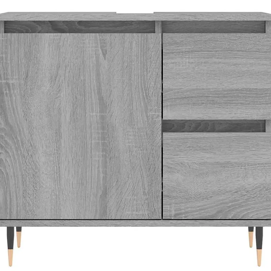 zmh Armoire de bain sonoma gris 65x33x60 cm bois d'ingénierie