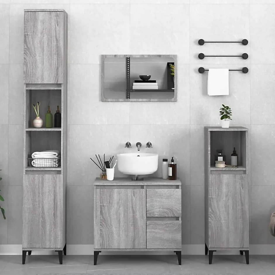 zmh Armoire de bain sonoma gris 65x33x60 cm bois d'ingénierie