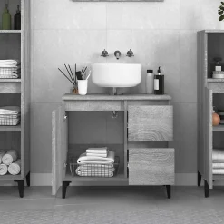 zmh Armoire de bain sonoma gris 65x33x60 cm bois d'ingénierie