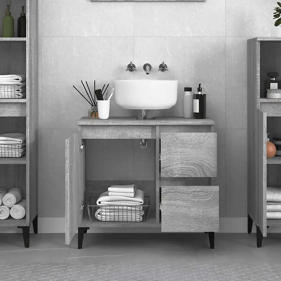 zmh Armoire de bain sonoma gris 65x33x60 cm bois d'ingénierie