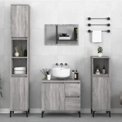 zmh Armoire de bain sonoma gris 30x30x190 cm bois d'ingénierie