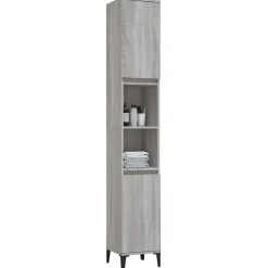 zmh Armoire de bain sonoma gris 30x30x190 cm bois d'ingénierie
