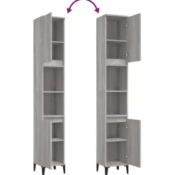 zmh Armoire de bain sonoma gris 30x30x190 cm bois d'ingénierie