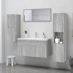 zmh Armoire de bain Sonoma gris 30x30x130 cm Bois d'ingénierie