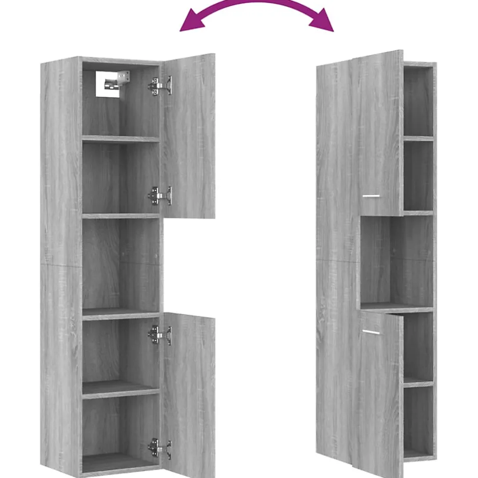 zmh Armoire de bain Sonoma gris 30x30x130 cm Bois d'ingénierie
