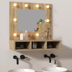 zmh Armoire de miroir avec LED Chêne sonoma 60x31,5x62 cm