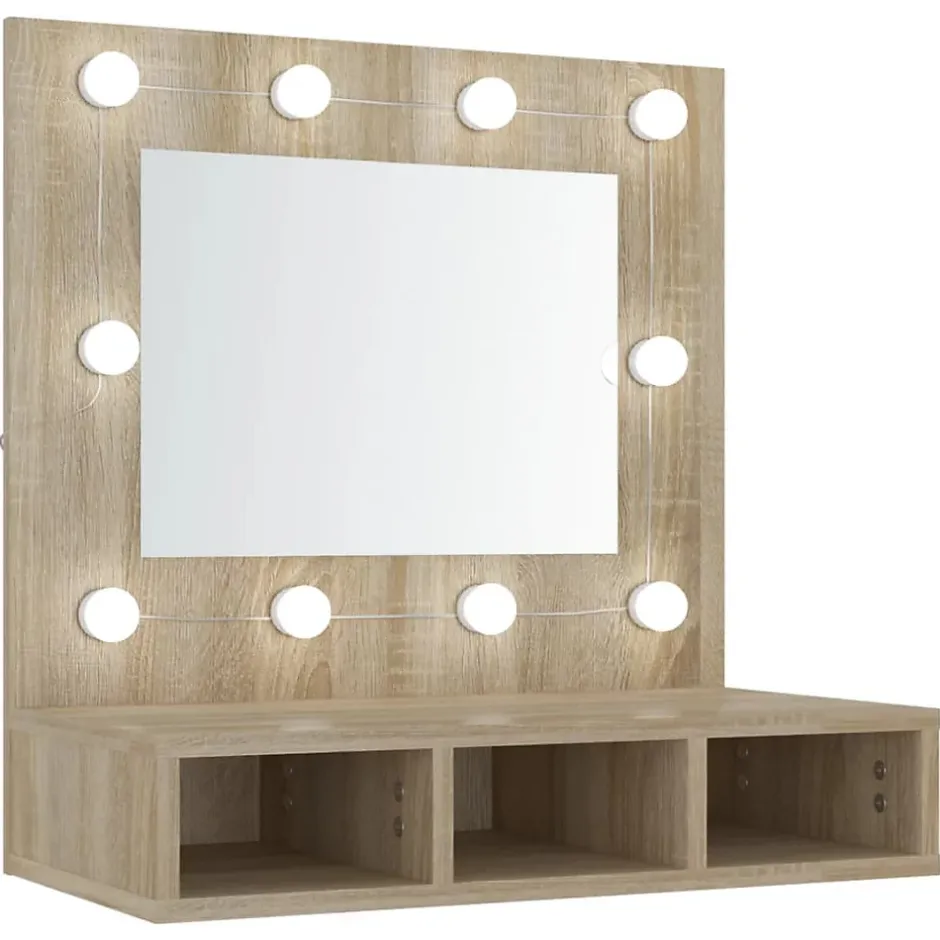 zmh Armoire de miroir avec LED Chêne sonoma 60x31,5x62 cm
