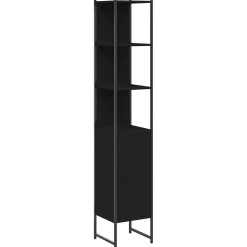 zmh Armoire de salle de bain noir 33x33x185,5 cm bois d'ingénierie* Meuble Wc