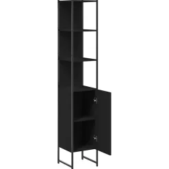 zmh Armoire de salle de bain noir 33x33x185,5 cm bois d'ingénierie* Meuble Wc