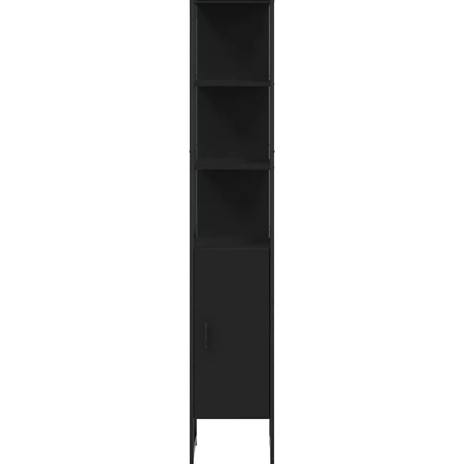 zmh Armoire de salle de bain noir 33x33x185,5 cm bois d'ingénierie* Meuble Wc