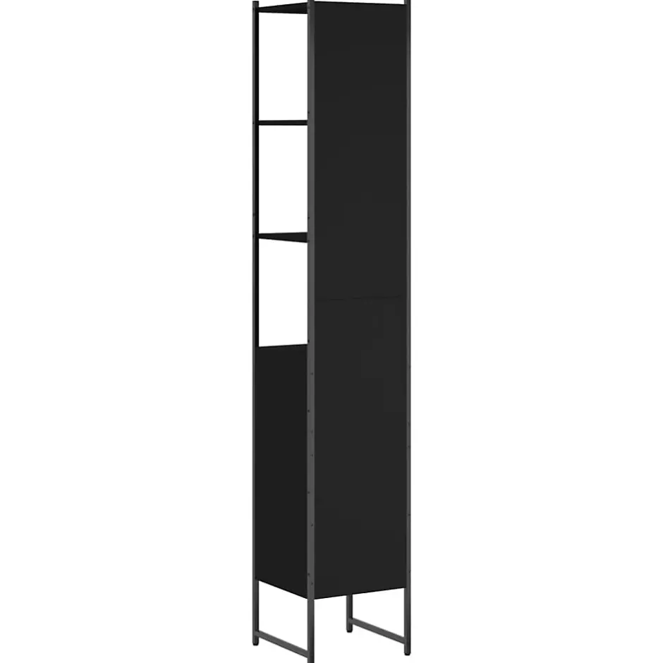zmh Armoire de salle de bain noir 33x33x185,5 cm bois d'ingénierie* Meuble Wc