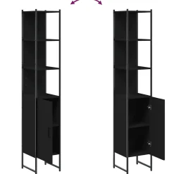 zmh Armoire de salle de bain noir 33x33x185,5 cm bois d'ingénierie* Meuble Wc
