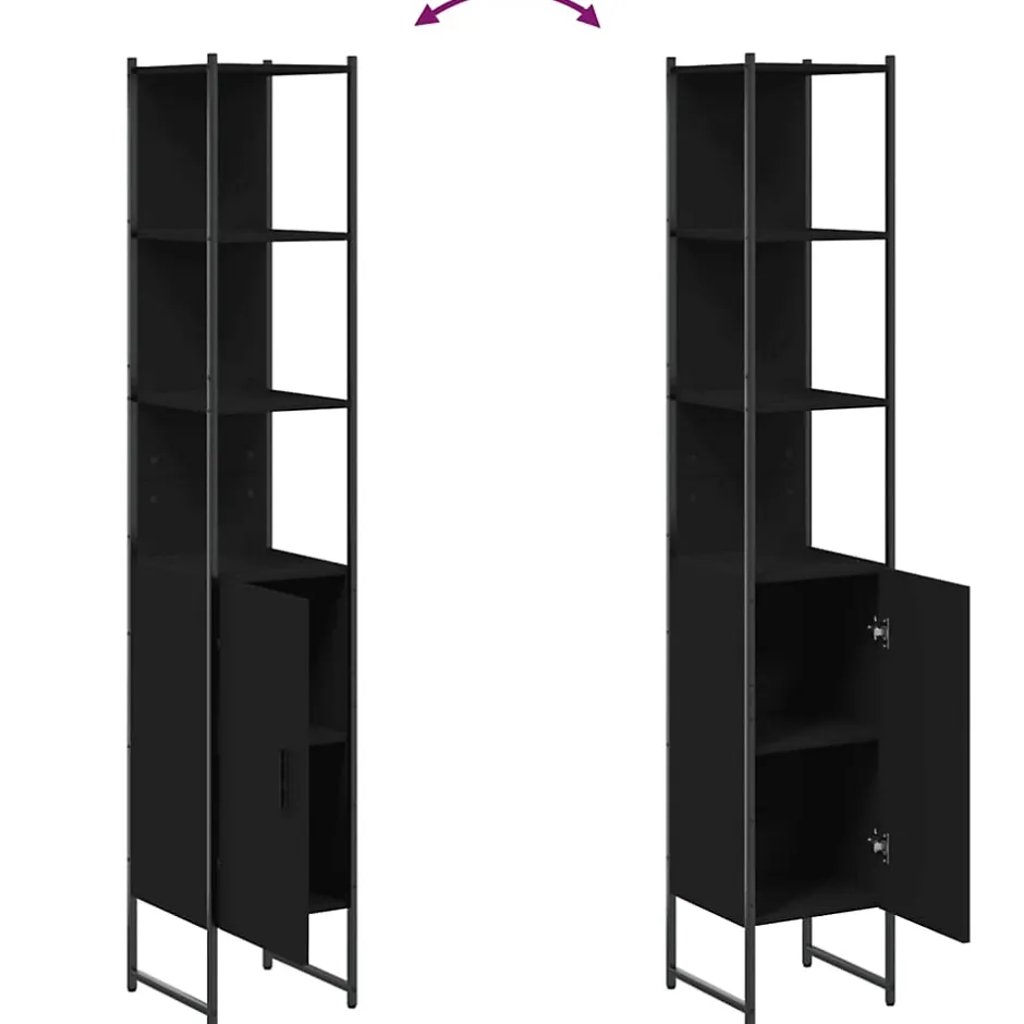 zmh Armoire de salle de bain noir 33x33x185,5 cm bois d'ingénierie* Meuble Wc