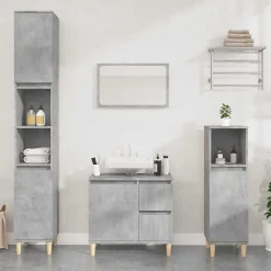 zmh Armoire de salle de bain gris béton 65x33x60 cm* Meuble Wc
