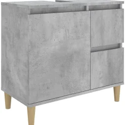 zmh Armoire de salle de bain gris béton 65x33x60 cm* Meuble Wc