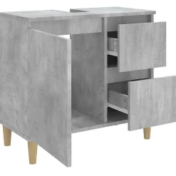 zmh Armoire de salle de bain gris béton 65x33x60 cm* Meuble Wc