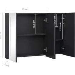 zmh Armoire de salle de bain à miroir LED 89x14x62 cm