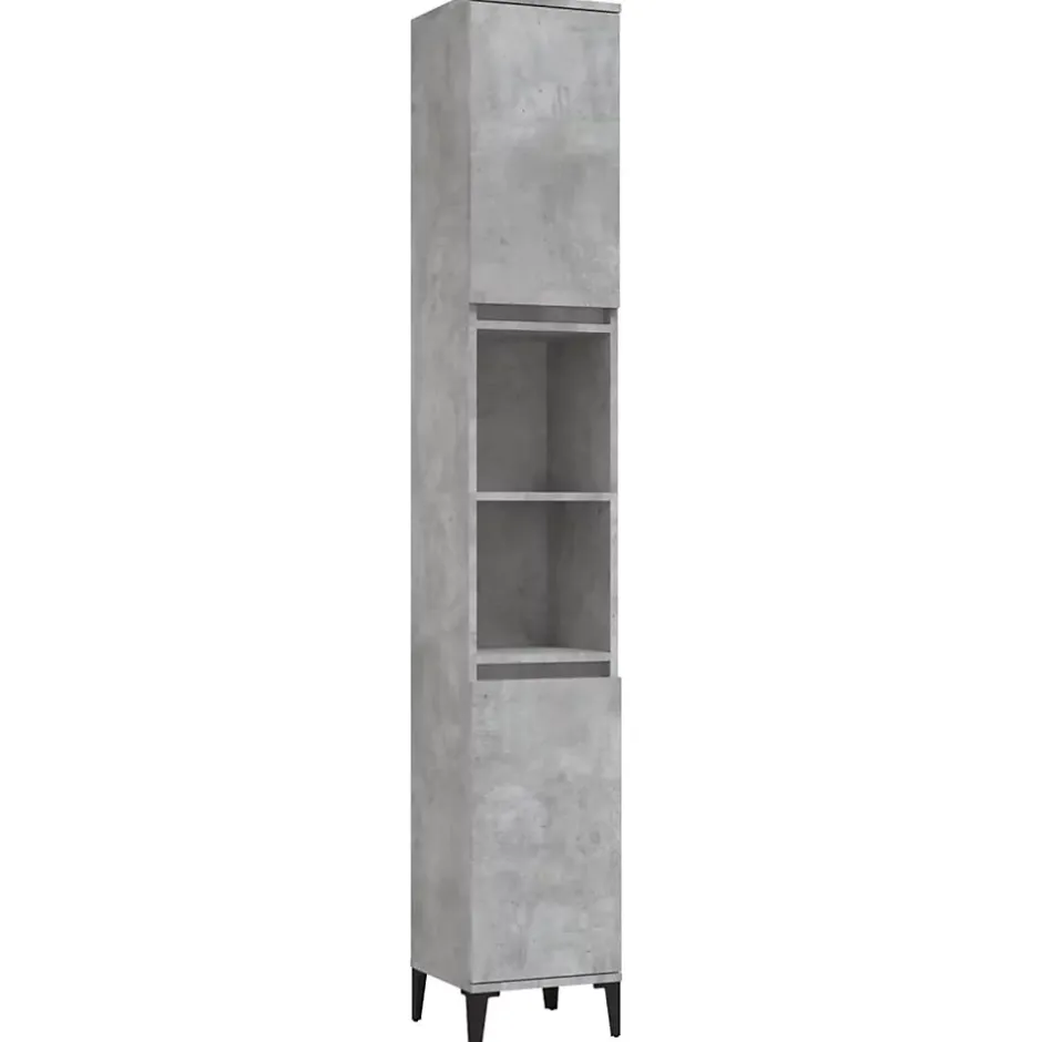zmh Armoire de salle de bain gris béton 30x30x190 cm