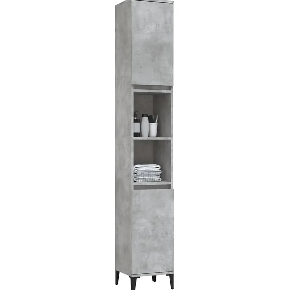 zmh Armoire de salle de bain gris béton 30x30x190 cm