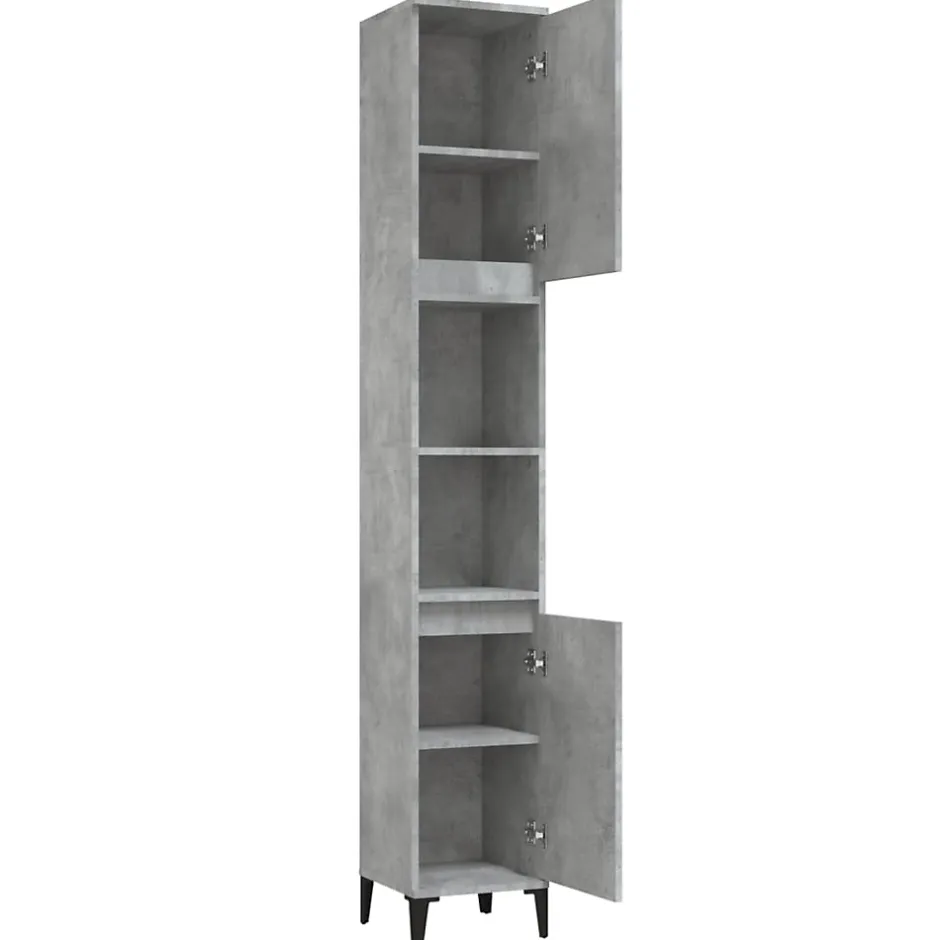 zmh Armoire de salle de bain gris béton 30x30x190 cm