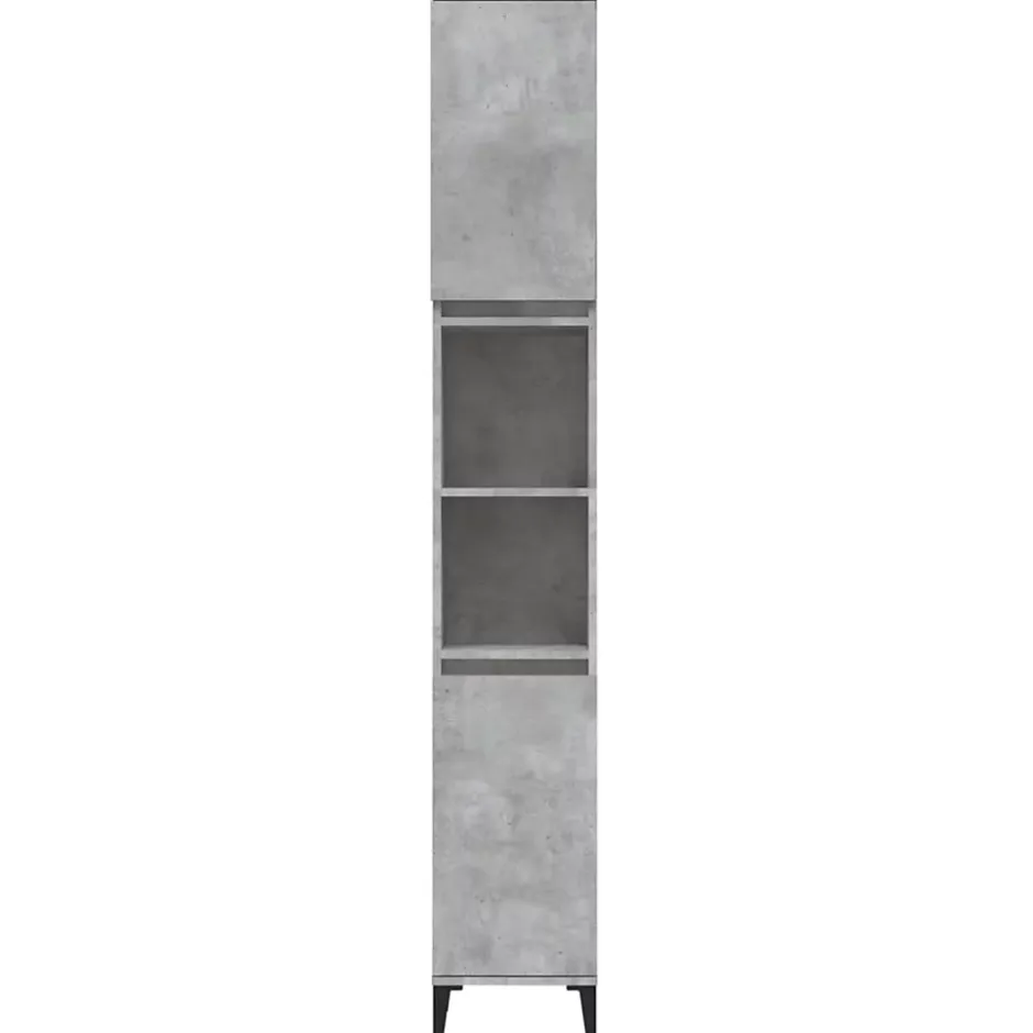 zmh Armoire de salle de bain gris béton 30x30x190 cm