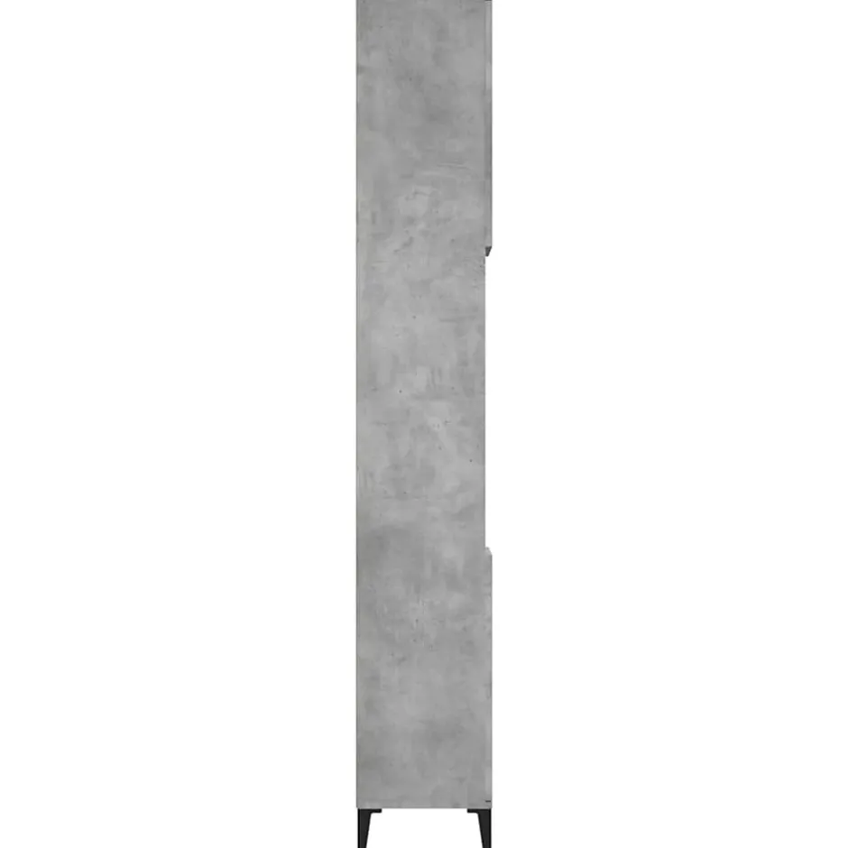 zmh Armoire de salle de bain gris béton 30x30x190 cm