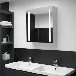 zmh Armoire de salle de bain à miroir LED 60x14x62 cm* Meuble Wc