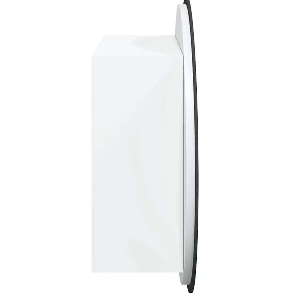zmh Armoire de salle de bain miroir rond et LED Blanc 47x47x17,5 cm