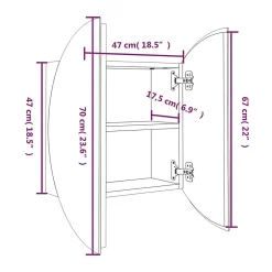 zmh Armoire de salle de bain miroir rond et LED Blanc 47x47x17,5 cm