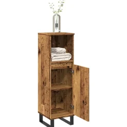 zmh Armoire de salle de bain vieux bois 30x30x100cm bois ingénierie