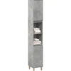 zmh Armoire de salle de bain gris béton 30x30x190 cm
