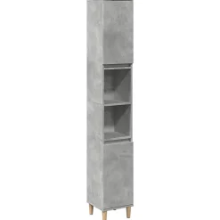 zmh Armoire de salle de bain gris béton 30x30x190 cm