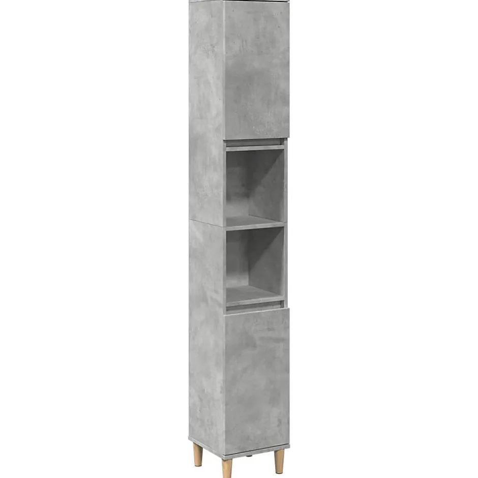 zmh Armoire de salle de bain gris béton 30x30x190 cm